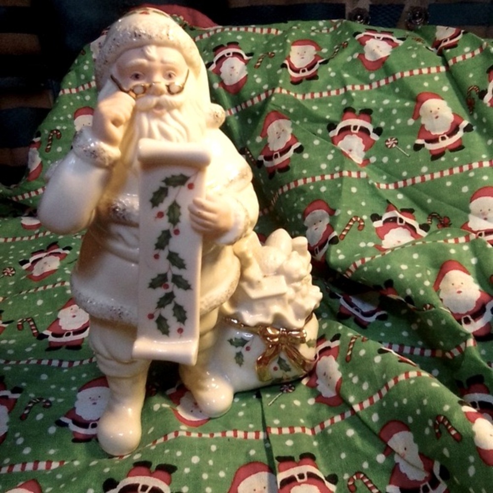 “Lenox” checking it twice Santa ,bone China,white.